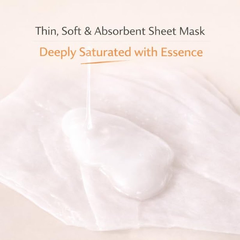 Rice Water Sheet Mask - Hydrating Korean Face Mask for Radiant Skin | Moisturizing & Improves Texture - 25ml x 10 Sheets