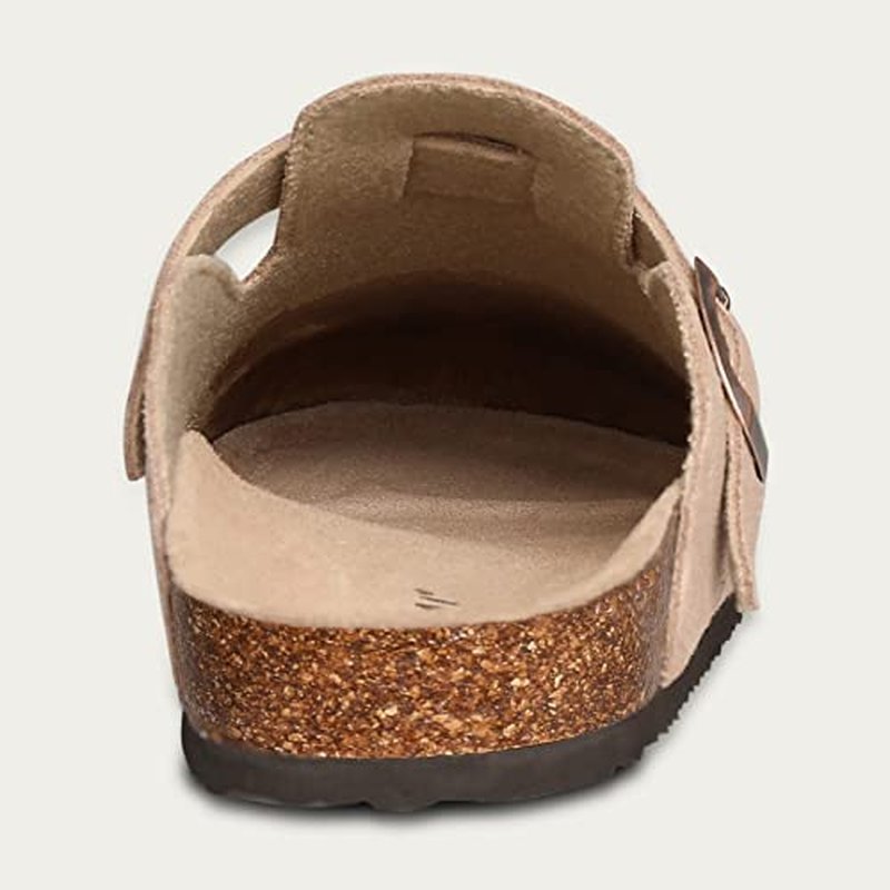 KIDMI Genuine Suede Clogs for Women Cork Footbed Sandals Leather Mules Potato Shoes with Arch Support