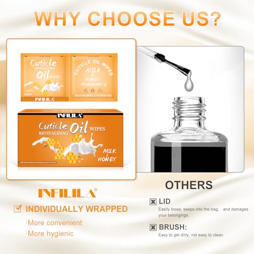 NXJ INFILILA Cuticle Oil for Nails 3.3 Fl Oz, 100Pcs Mini Cuticle Oil Bulk, Hydrating Cuticles Care Product Ttravel Size Nail Honey, Cuticles Repair and Nails Care (Milk & Honey) (100 PCS)