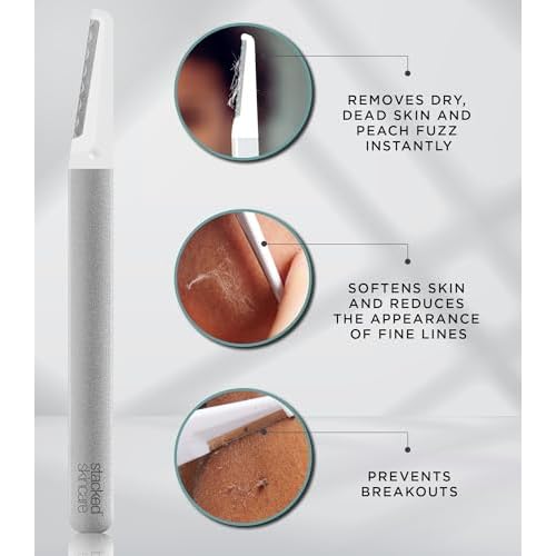 StackedSkincare Dermaplane Razor for Women Face - Professional Facial Razor, Non-electric Face Shaver for Women - Eyebrow Razor & Dermaplaning Tool for Face Exfoliation - Includes Handle & Blade