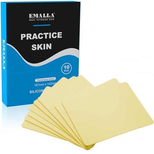 Silicone 3MM Tattoo Fake Skin 10Pcs 7.4X5.6" 3MM Tattoo Practice Skin Thick Soft Silicone Fake Skin for Beginer and Artists