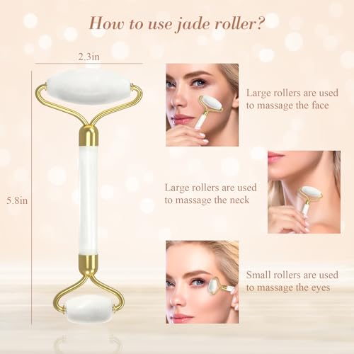 Gua Sha Facial Massage Tool & Jade Roller Set, Facial Massager for Face, Neck, Back, Arms, Legs, Eye,SPA Gifts for Women Gua Sha Facial Massager Reduce Puffiness and Improve Wrinkles