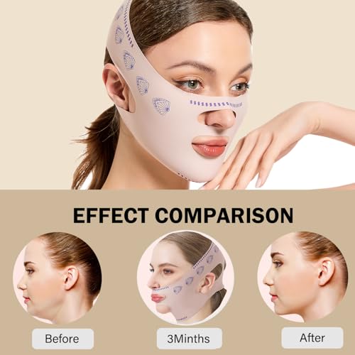 MASIKA Chin Strap for Sleeping£¬V-Line Mask,£¬V-Line Lifting Chinstrap£¬Jaw Exerciser, Reusable Face Strap.Jaw Strap,Jawline Shaper,Double chin strap£¬Chin lifting strap£¬Face lifting strap£¬Leaf,M