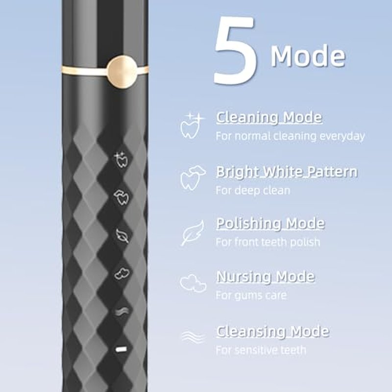 Electric Toothbrush Set, Equipped with 10 Brush Heads and Travel case, IPX8 Waterproof, 2-Minute Timer, 42000 high-Frequency Vibrations, 5 Modes, The First Choice for Gift Giving