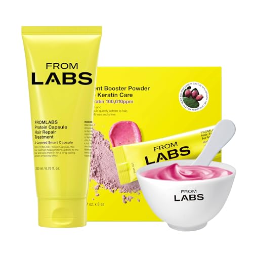 FROMLABS Hair Repair Duo ? Protein Capsule Hair Repair Treatment (6.76 fl oz) + Intensive Keratin Booster Powder (8 Pack) | 3?Minute At?Home Keratin Mask, Deep Repair for Damaged, Color?Treated Hair