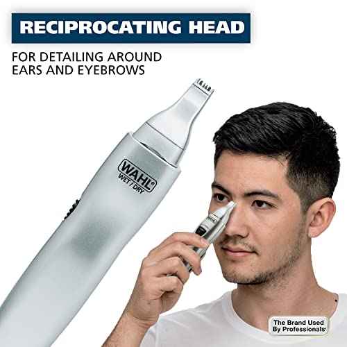 Wahl Men¡¯s Nose Hair Trimmer, for Eyebrows, Neckline, Nose & Ear Hair, Precision Detail Trimming with Interchangeable Heads, Battery Included - Model 5545-400