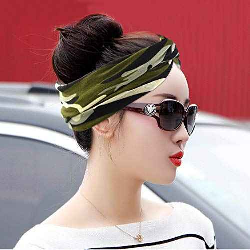 6pcs Camo Leopard Headbands Elastic Bow Hairband Turban Twisted Head Wrap Knot Hair Accessories for Women Girls Running Sport Travel