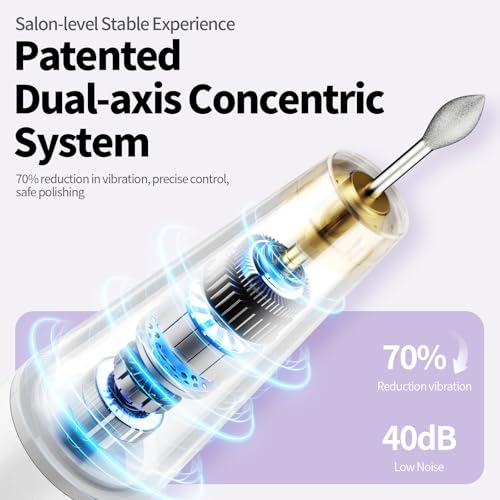 Electric Nail Drill Kit Professional - 9 Speed Cordless Electric Nail File with LED Display, Portable Nail Drill Machine for Acrylic Gel Nails, Hand Feet Trimmer Buffer Tool for Women Men Baby White