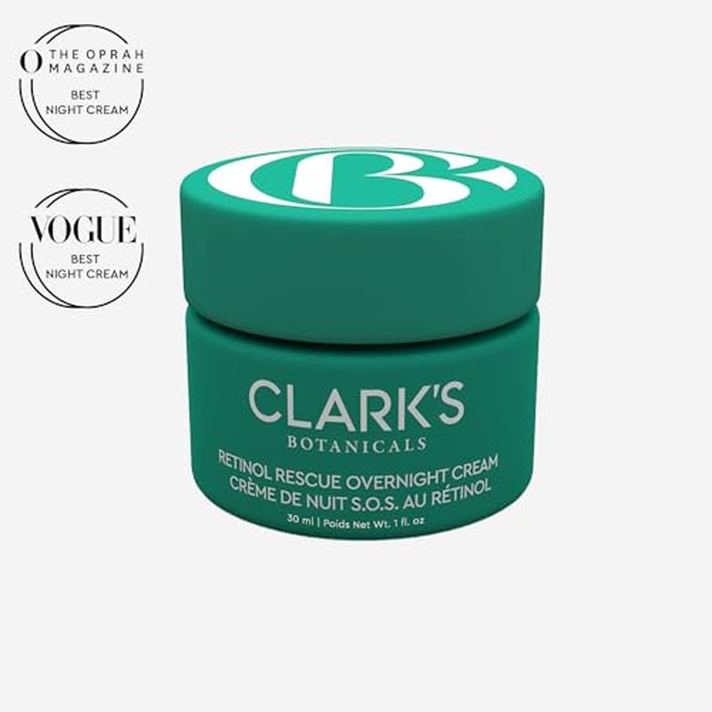 Clark's Botanicals Retinol Rescue Overnight Cream 1oz, Patented Time-Released Retinol + Vitamin C, Hyaluronic Acid, Colloidal Oatmeal, Visibly Firms, Brightens, Hydrates, & Calms Sensitive Skin