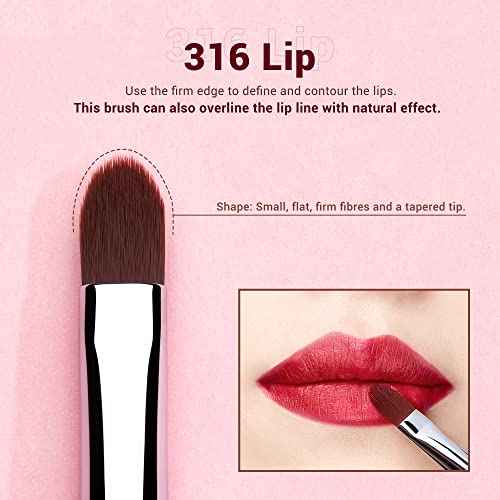 Jessup Lip Brush Set, Professional Lip Makeup Brushes for Lipstick Streak-Free Contour Define and Accentuate, Premium Synthetic Hair, 5pcs T325