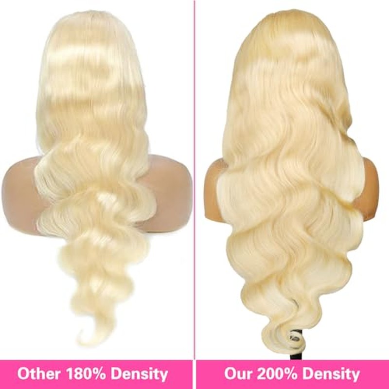 26 Inch 613 Lace Front Wigs Human Hair 200 Density 13x6 HD Transparent Lace Full & Thick Body Wave 613 Blonde Wig Glueless Pre Plucked with Baby Hair