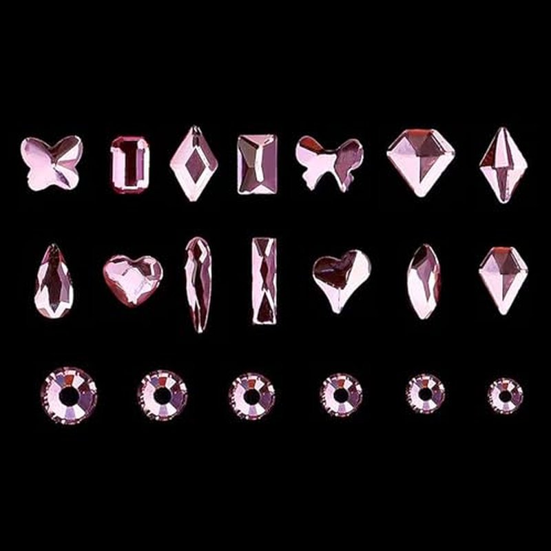 14 Types of 700 Pink Diamonds + 1500 Flat Rhinestones Mix 20 Styles Flatback DIY Crafts Rhinestone Crystals 3D Ornament?s Flat Back Stones Set + Tweezers + Drill Pen