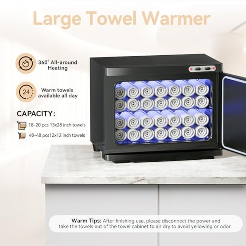 Hot Towel Warmer for Spa, Thermostatic Towel Heater, 2-in-1 Professional Mini Towel Warmer, Beauty Salon and Spa Towel Warmers for Facial.(20L-Black)