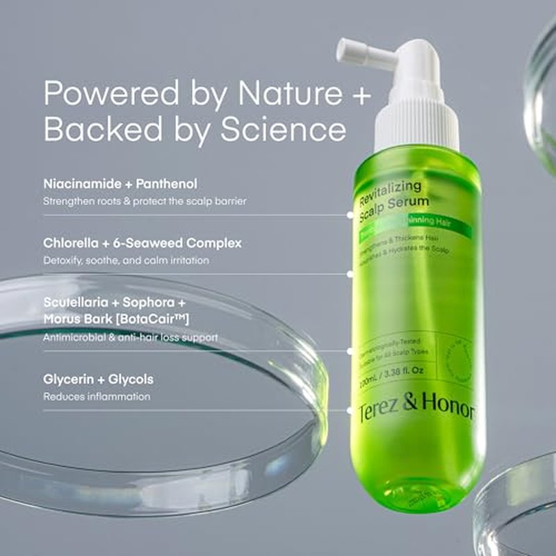 Scalp Serum for Hair Growth Spray ? Korean Vegan Treatment for Hair Loss, Thinning & Itchy Scalp, Non-Greasy, Lightweight Formula to Exfoliate Dandruff & Strengthen Roots ? For Men & Women (100 mL)