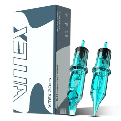 INKin Tattoo Cartridge Needles, Disposable Tattoo Needles #10 Bugpin 0.3mm Round Liner 14RL Cartridge Durable Needle Cartridges with Membrane for Tattoo Machine Tattoo Supplies 20Pcs (1014RL)