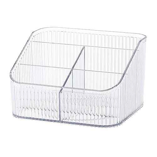 Makeup Organizer Cosmetics Storage Box, Large Capacity Make Up Brush Holder Organizer Vanity Accessories, Bathroom Countertops, Desk Storage Container, Cosmetic Display cases(White-L)