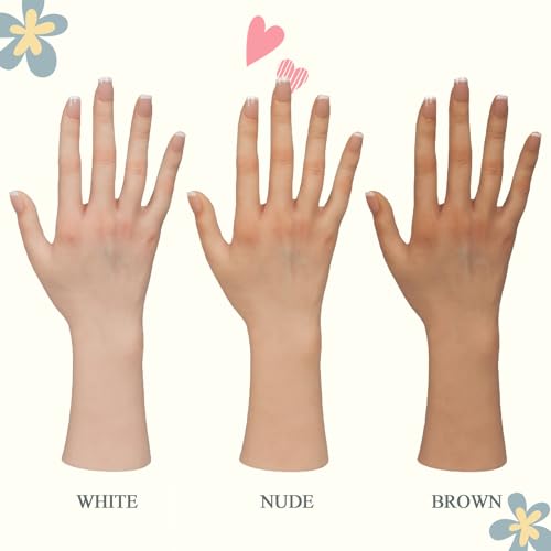 Realistic Female Silicone Hand Mannequin Hand Model Fake Hand With Skeleton For Manicurist Reusable Acrylic Nails Display Jewelry Props - White Left Hand