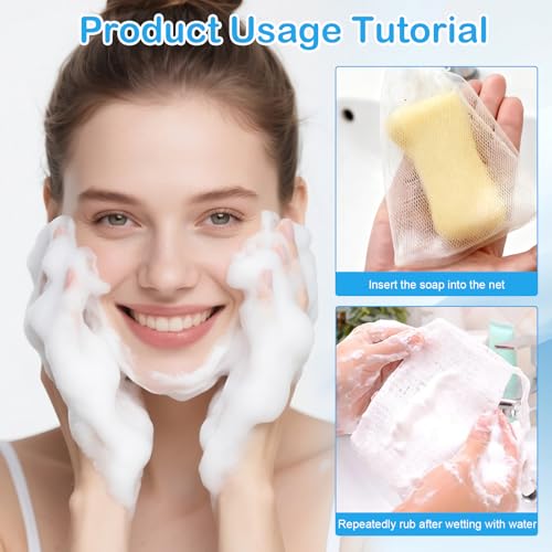 40pcs Mesh Soap Bags for Soap Bars, Exfoliating Bubble Mesh Net Bars with Drawstring for Shower Face Cleansing