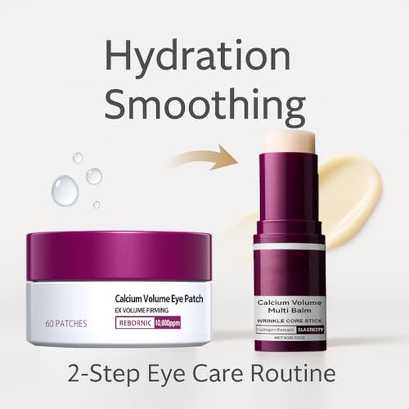 Eye Care Duo ? Calcium Volume Multi Balm Stick + Hydrogel Under Eye Patches 60ea (30 Pairs), Hydrating & Smoothing Eye Treatment, Gentle on Skin, Travel-Friendly