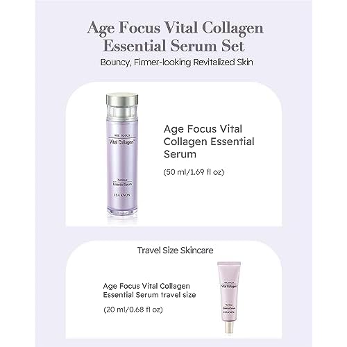 ISA KNOX AGE FOCUS VITAL COLLAGEN Essential Serum (2.4fl oz) - Korean Skin Care, Ampoule by LG Beauty. Hydrolyzed Collagen, Vitamins C, B12 & E