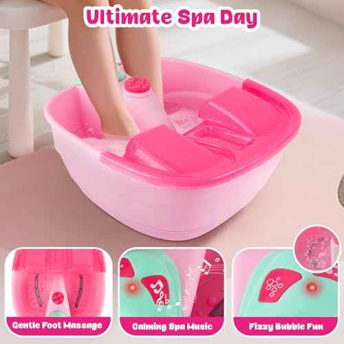 Kids Spa Day Kit For Girls, Spa Kit For Girls Ages 8-10-12, Kids Foot Spa Manicure Pedicure, Girls Pedicure Spa Kit For Kids With Kids Spa Set For Girls Christmas Birthday Gift
