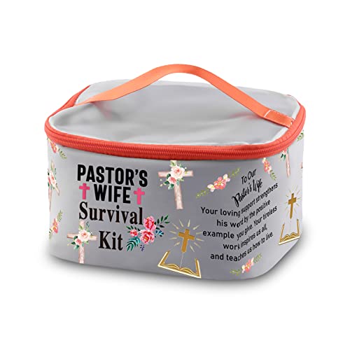 PXTIDY Pastor's Wife Survival Kit Pastor Wife Makeup Organizer Bag Bible Study Toiletry Case Priest Wife Minister Wife Gift(-LT)
