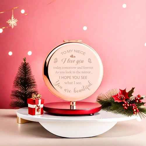 Niece Gifts from Auntie, Bithday Gift for Niece from Aunt, Niece Birthday Gifts Compact Mirror Wedding Anniversary for Niece
