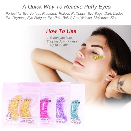 10Pack Under Eye Patches for Puffy Eyes, Reusable Ice Gel Eye Pad Cooling Eye Patch Hot Cold Therapy Eye Mask