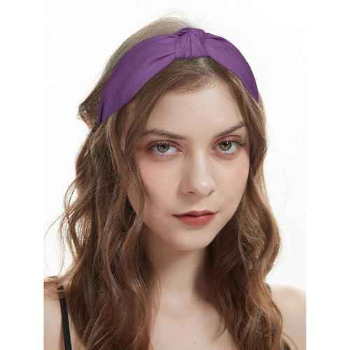 Ondder 6 Pack Top Knot Purple Headbands for Women Cloth Head Bands for Women¡¯s Hair Wide Cute Knotted Headbands for Women Non Slip Fashion Womens Girls Hair Accessories