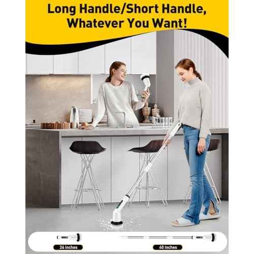 Electric Spin Scrubber for Cleaning Bathroom, Shower Scrubber Cordless Cleaning Brush with IPX7 Waterproof & 2 Speed,Cleaning Brush Cleaning Supplies for Shower Tub Kitchen Tile Toilet Silver