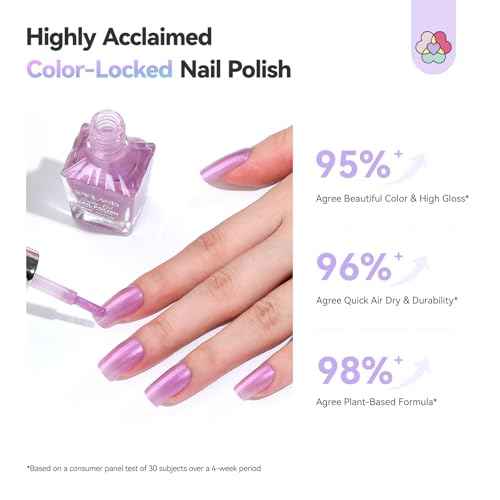 SAVILAND Color Artistry Nail Polish Set : 6 Summer Shimmer Pearl Pink Purple White Mermaid Fingernail Polish, Quick Dry Nail Polish Non Gel Long Lasting DIY Manicure for Finer Toe Nail Art Lover