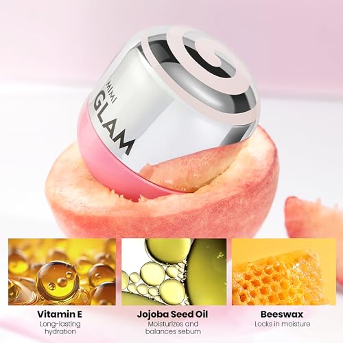 Vegan Peach Lip Mask Moisturizer, Hydrating Lip Balm & Butter with Jojoba Seed Oil & Vitamins, Full Looking, Soothing, Nourishing, Softening Treatment for Dry Lips, Non-Sticky, 06 Peach