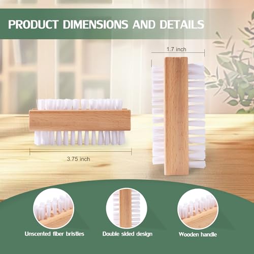 DBEBTOOL Nail Brush Set - 4pcs Two-Side Fingernail Nail Brushes for Cleaning, Wooden Nail Cleaning Brush, Stiff Nail Scrubber Brush for Cleaning Toes and Nails