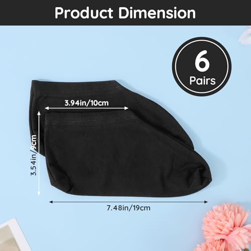 Segbeauty 12 Count Moisturizing Cotton Socks for Women, 6 Pairs Sleep Socks for Cracked Heel Repair, Foot Care Spa Moisture for Dry Feet Overnight, Black Sleeping Gel Lotion Sock for Cracked Heels