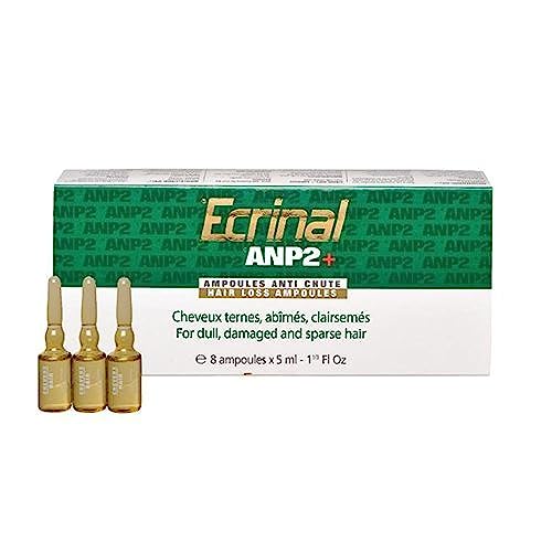 Ecrinal ANP2+ Hair Loss Treatment Ampoules - 8 Ampoules for Hair Growth and Regeneration, Revitalizes Dull, Damaged, Thinning Hair, For Dry, Color-Treated, and Oily Scalp, 3-Month Supply