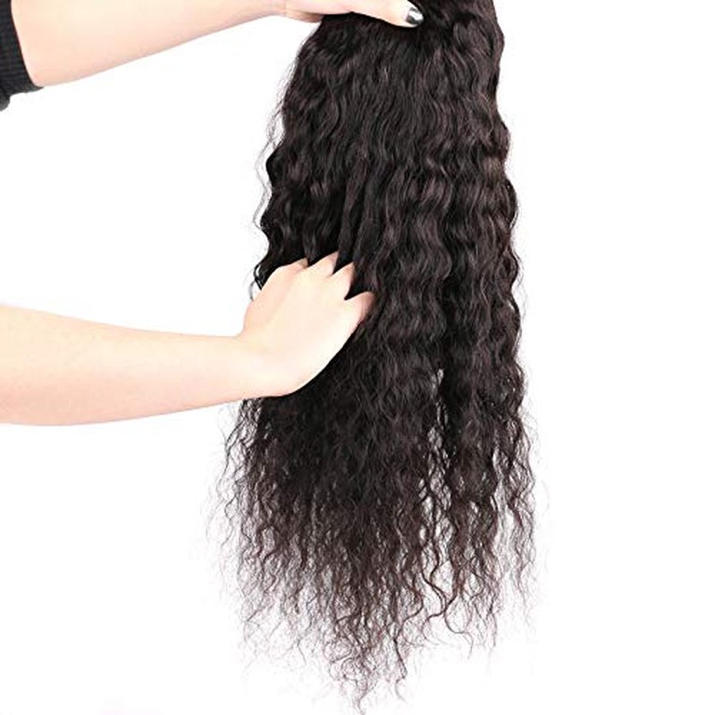 huarisi U Part Wig Water Wave Hair for Women, 100% 10A 1b Brazilian Hair, Glueless Full Head Clip in Half Wigs U Shape Wigs, 150% Density Natural Color (22 Inch)