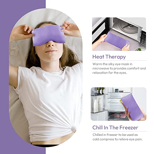 Lavender Eye Pillows for Relaxation, Yoga Eye Pillow for Meditation, Microwavable Weighted Eye Pillow for Yoga, Moist Heat & Cold Eye Compress with Aromatherapy (Light Purple) - 2 Pack