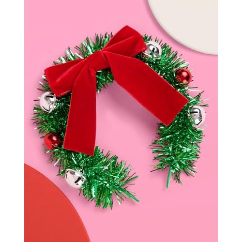 xo, Fetti Christmas Wreath Headband - Fits Adult + Child | Holiday Hair Accessory, Merry Xmas Party Favor, Winter Birthday Party Decorations