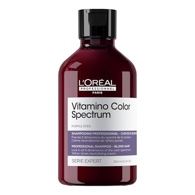L'Or?al Professionnel Paris Vitamino Color Spectrum Purple Shampoo - Neutralizes Yellow Tones, Enhances Shine & Vibrancy, Maintains Day 1 Hair Color, Hydrates & Strengthens Blonde Hair
