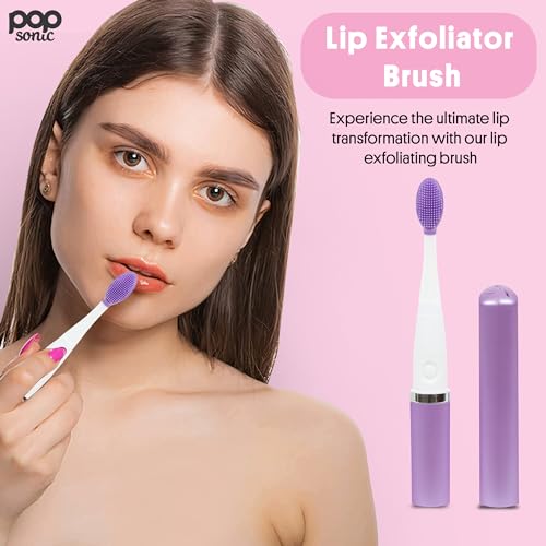 Lip Exfoliator w/AAA Battery (Lavender) - Silicone Lip Brush for Dry, Chapped, & Chafing Lips - Soft Bristle Lip Brush Exfoliating Tool for Smooth, Luscious Lips - Lip Products for Women & Men¡¦