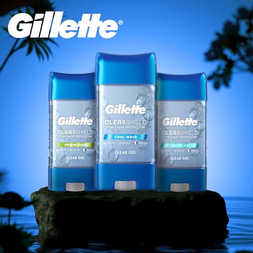 Gillette Antiperspirant and Deodorant for Men, 72hr Sweat & Odor Protection, Long Lasting Freshness, Anti-White Mark Technology, Clear Gel, Cool Wave Scent, 3.8 oz (Pack of 2)