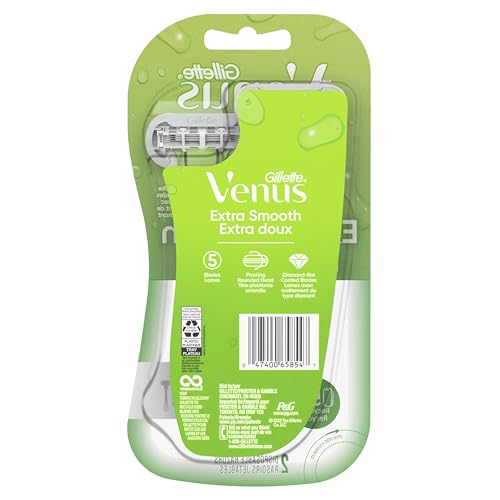 Gillette Venus Extra Smooth Green Disposable Women's Razors - 2 Count (Pack of 2)
