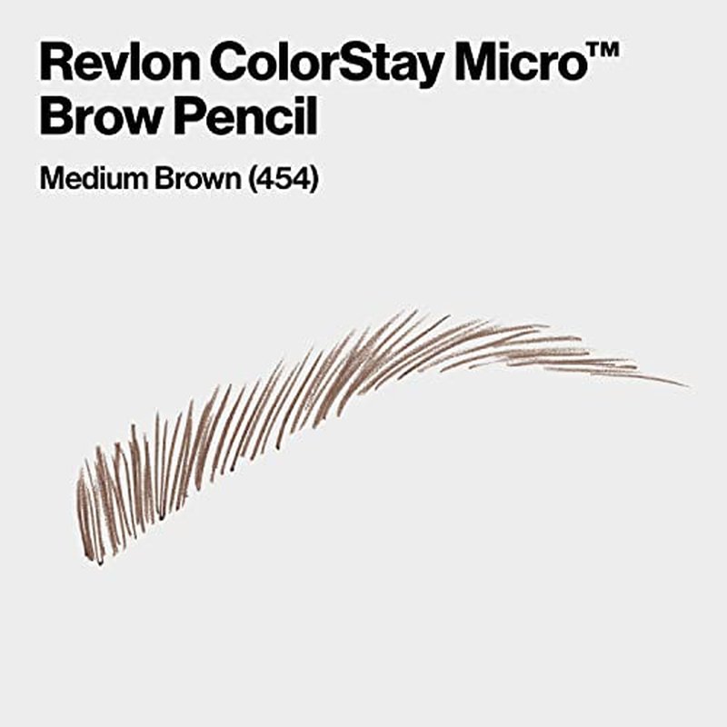 Revlon ColorStay Micro Eyebrow Pencil with Built In Spoolie Brush, Infused with Argan and Marula Oil, Stocking Stuffer for Her, 454 Medium Brown, 0.003 oz