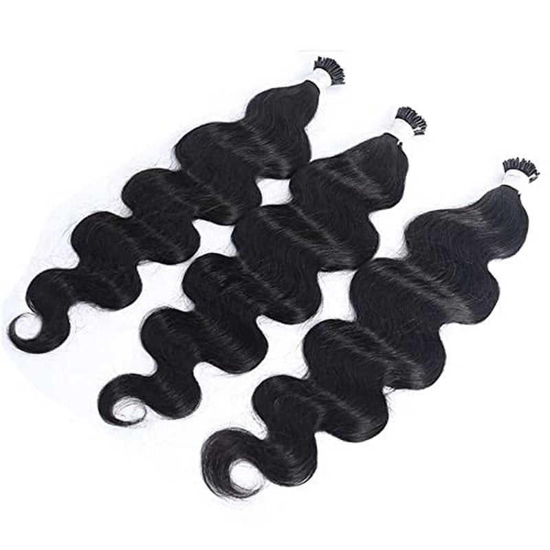 I Tips Body Wave Microlink Human Hair Extensions Brazilian 100% Real Human Hair Bundles Itips Micro Beads Body Wave Bulks Pre Bonded Keratin Stick Tipped Hair Extensions 100 Strands 100g 18"