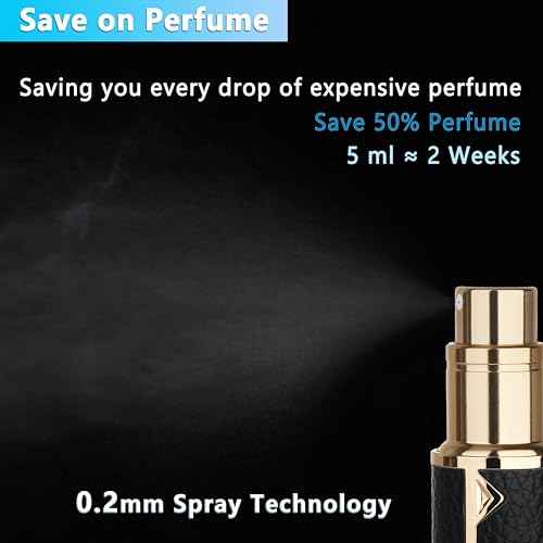 Refillable Travel Perfume Atomizer Bottle - 5ml Luxury Pocket Perfume Dispenser Pump, Travel Perfume Atomiser, Cologne Dispenser, Portable Size Sprayer Bottle for Traveling (Black)