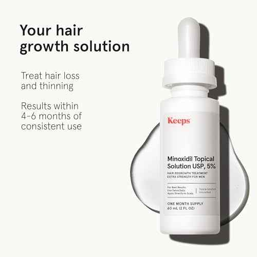 Keeps Extra Strength Minoxidil for Men - 5% Minoxidil Hair Growth Serum - Hair Loss & Regrowth Treatment for Thinning & Bald Spots - Clinically Proven Hair Growth Products - Unscented Topical Aerosol