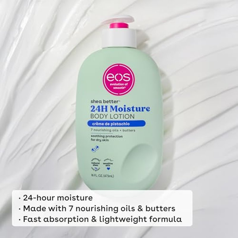 eos Shea Better Body Lotion- Cr?me de Pistachio, 24-Hour Moisture Skin Care, Lightweight & Non-Greasy, Made with Natural Shea, Vegan, 16 fl oz