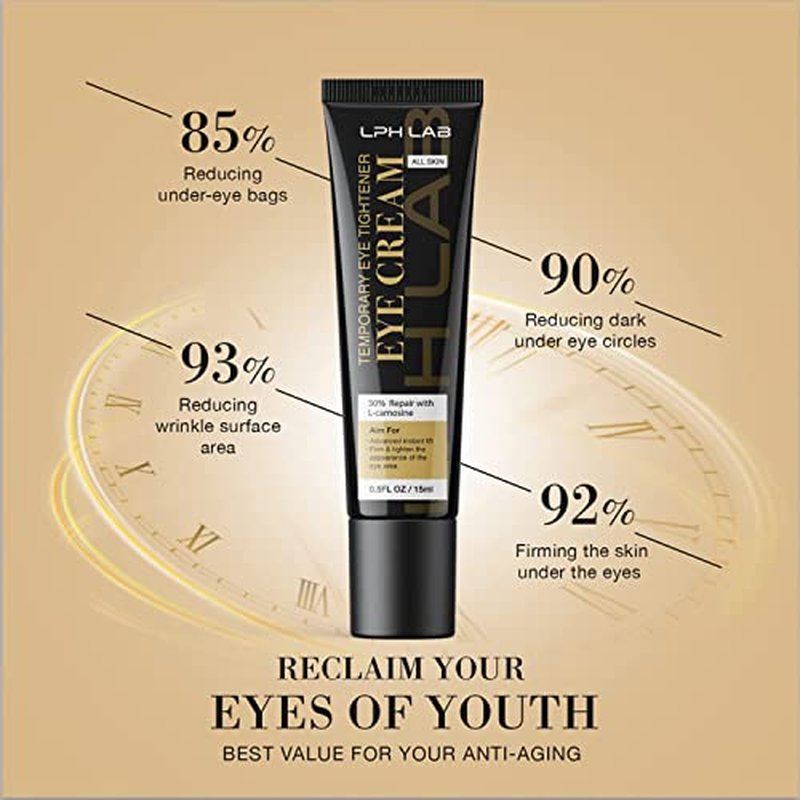 Instant Under-eye Tightener: Eye Bags Firming Treatment Cream - Temporary Eye Wrinkle Puffiness Remover for Senior Men & Women 50+, No Flaking Residue,15ml