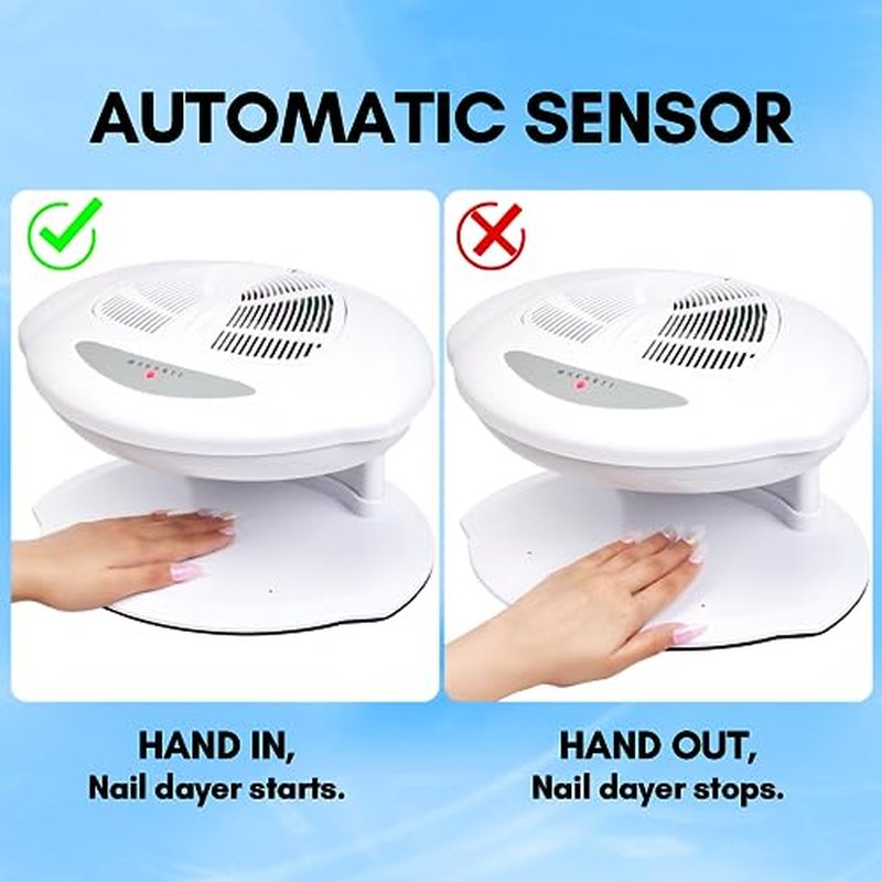Makartt Nail Dryer for Regular Polish & Acrylic Nails, Professional 400W Quick Dry Air Fan with Auto Sensor, Warm & Cool Wind Nail Polish Dryer, Must-Have Nail Tech Supplies for Salon or Home