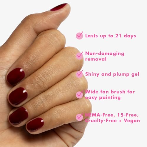 Olive & June Gel Polish | UV LED Nail Lamp Needed | Long Lasting Formula | Up to 21 Days of Wear | Damage-Free Removal | Salon-Quality Manicure, Pedicure at Home | Obsessed | Dark Ruby